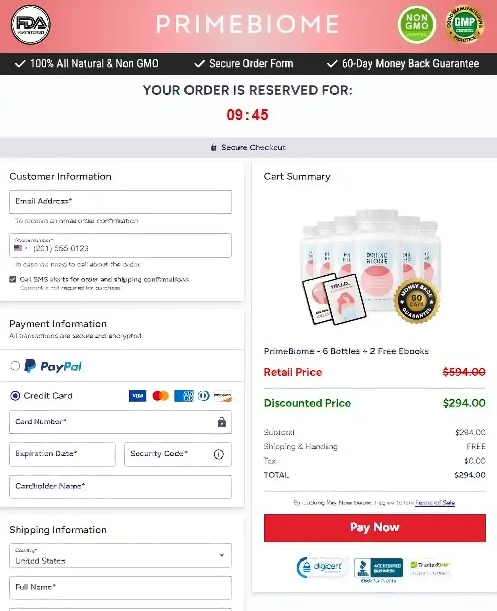 PrimeBiome order page